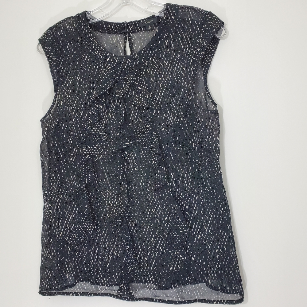 Ann Taylor 100% Silk Black and White Sleeveless Top, Size Small